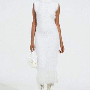 White mohair-like midi Dress